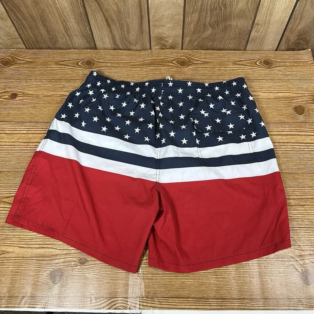 American Flag Swim Trunks‎ Men’s Size 2XL Drawstring Waistband